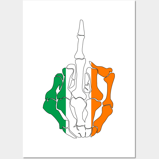 Skeleton Middle Finger Ireland Flag Wall Art by GoodSirWills Place